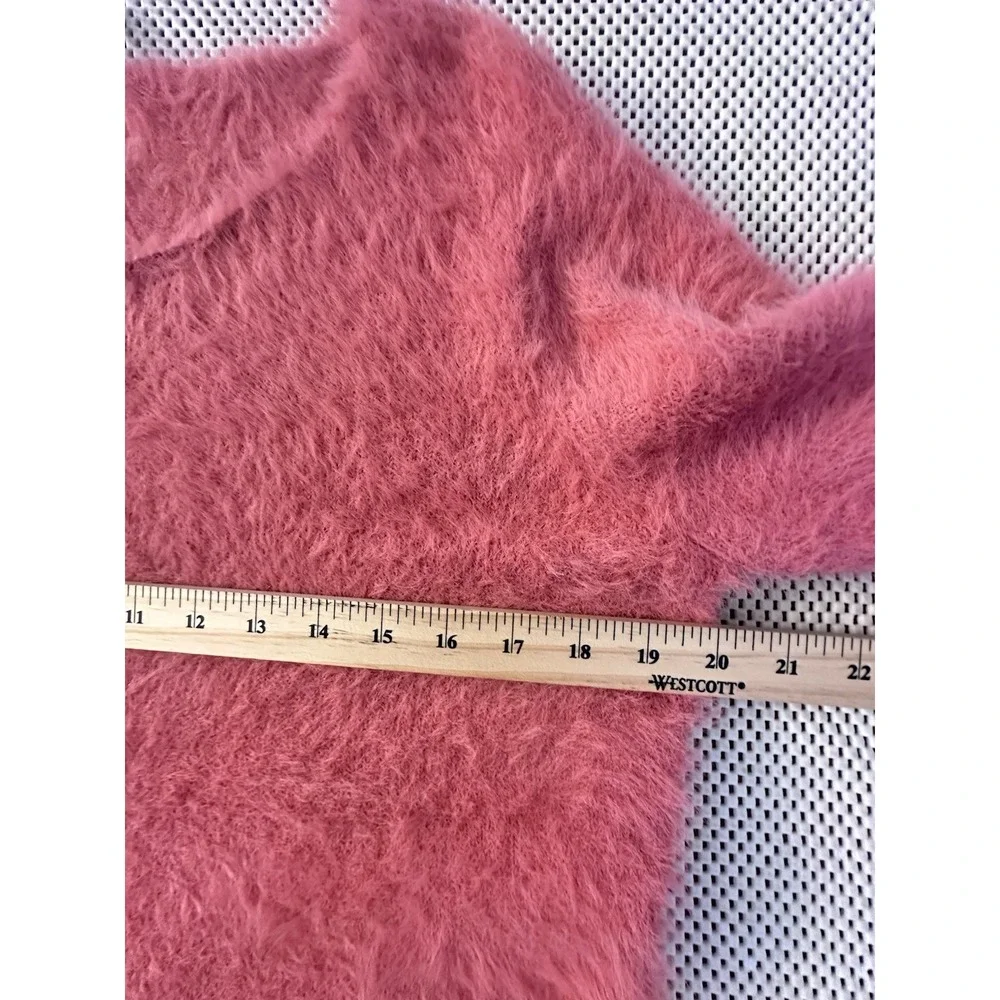 Anthropologie Pilcro Sweater Women XS/S/M Crop Faux Fur‎ Fuzzy Furry Soft Coral